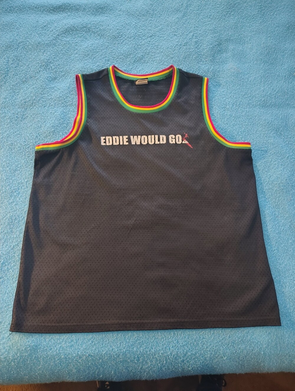 Vintage Used Quicksilver Eddie Aikau "Eddie Would Go" Mens Large Mesh Tank Top
